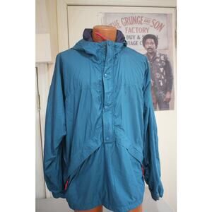 Vintage EMS Windbreaker Mens XL Teal Hooded Pullover Jacket Anorak Gorpcore